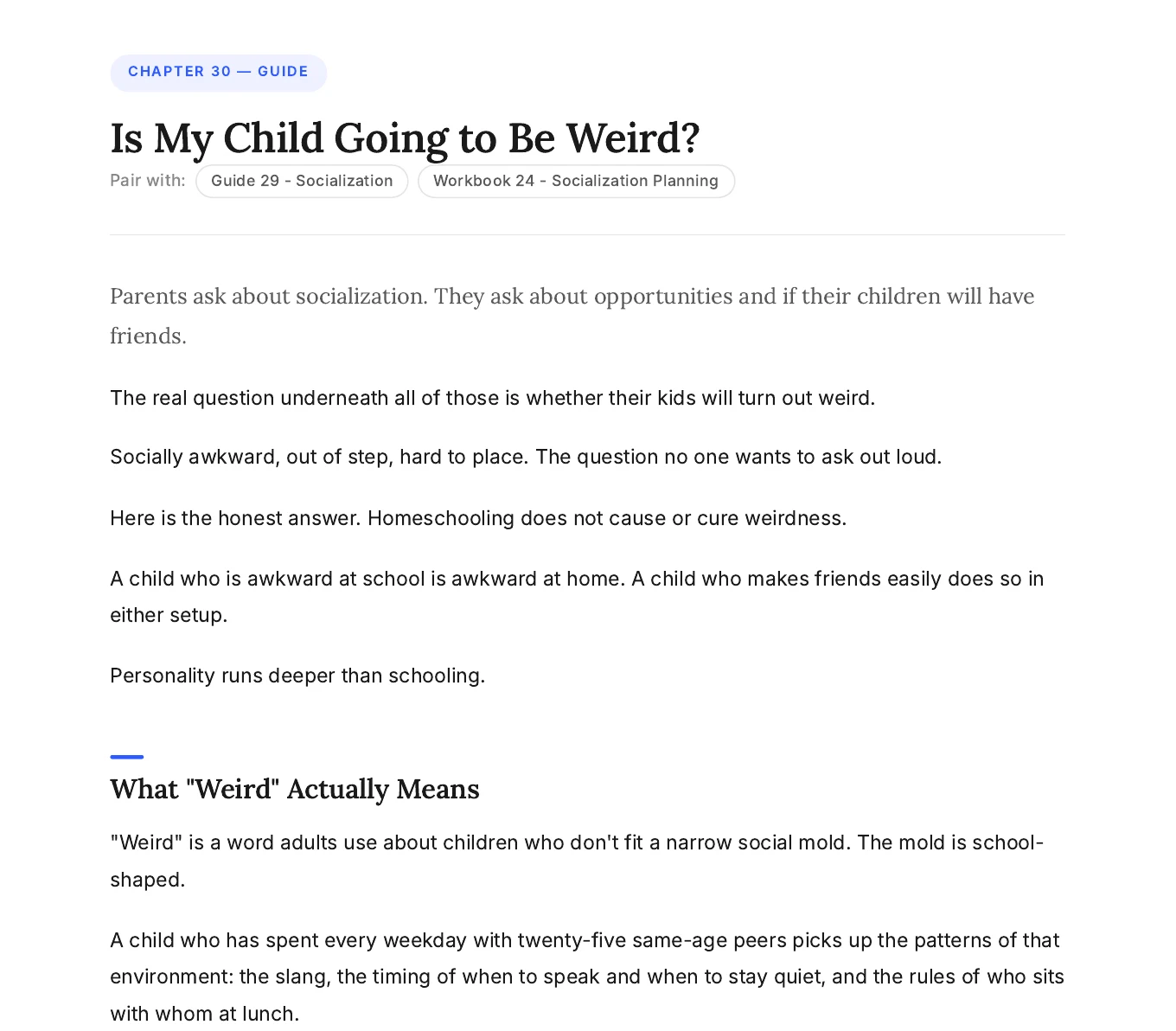 The opening page of Chapter 30, Is My Child Going to Be Weird
